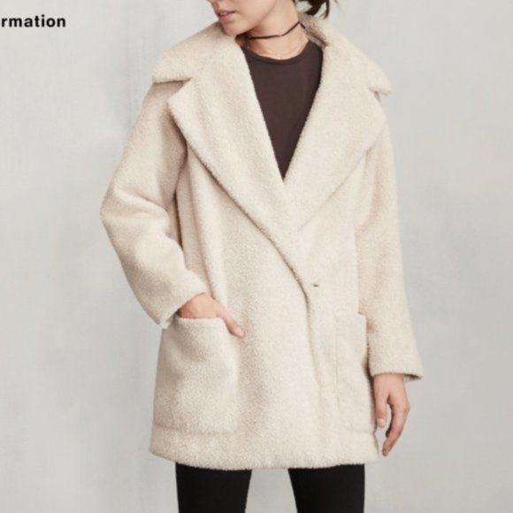 REFORMATION Wolfe Sherpa Shearling Teddy Coat Jacket - Picture 1 of 7